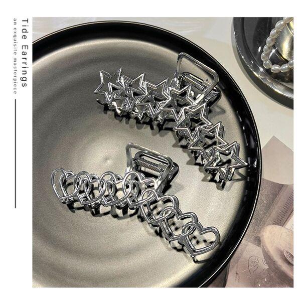 Vintage kovové vlasové sponky do vlasů pro ženy Hvězdné sponky do vlasů pro husté vlasy Stříbrné velké vlasové doplňky pro dívky.