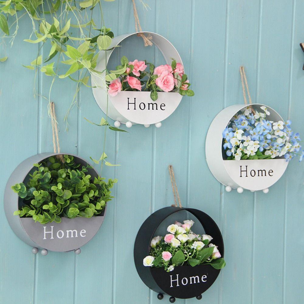 Wall Mounted With Rope Decorative Plant Hanger Flower Pot Flower Basket Planter Succulent Holder