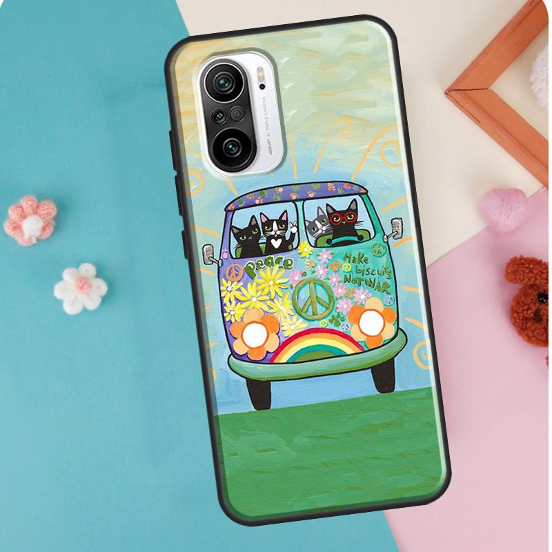 Pouzdro na kočku Hippy Peace Bus pro Xiaomi Mi 11T Pro 12 X 10T Mi 11 Lite kryt na telefon pro POCO X3 Pro GT X4 F3 M3 M4