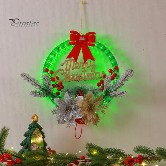 

Рождественская светящаяся гирлянда со светодиодной подсветкой, рождественский венок, подвесное украшение для двери, окна, праздничное украшение