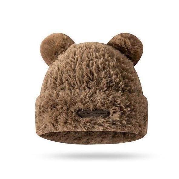 Clearance throw bear plush knitted hat children winter thickened warm face small versatile large version bag head wool hat