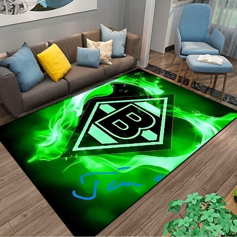 Green Flame Pattern with B Logo suitable as a non-slip mat for the living room or bedroom sofa