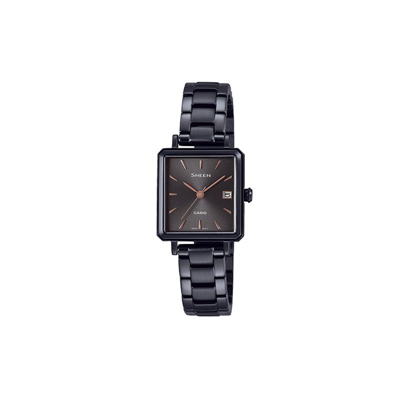 

Casio SHEEN series, simple, casual and versatile sapphire mirror square design, quartz movement, stainless steel strap, Japanese and SHE-4537BD-1AUPRD чорний