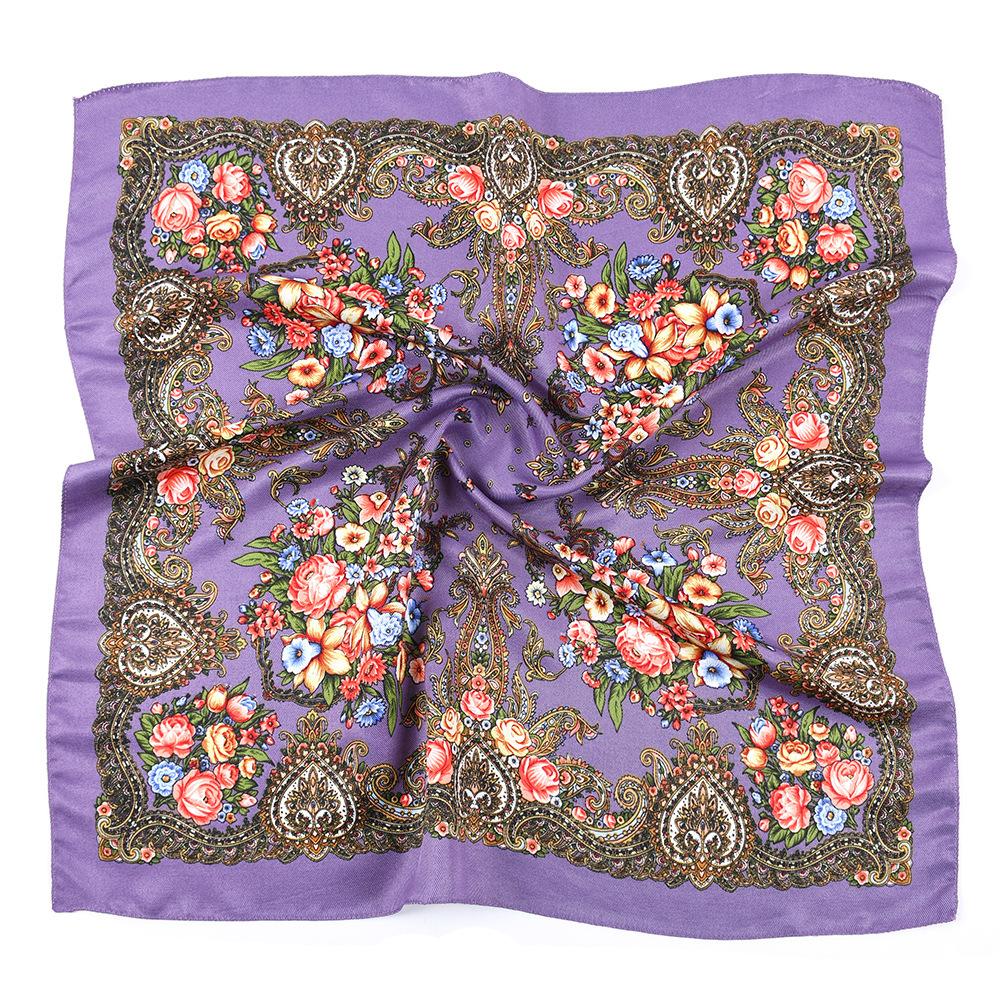 High-Quality 70cm Square Fashion Scarf Women Floral Cotton Bandanas Lady Scarves HIjab Headband Accessories Handkerchief Hair