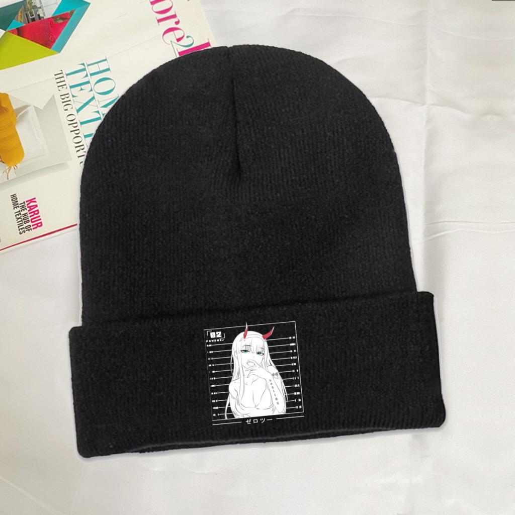 Zero Two Darling In The Franxx Knitted Caps Women's Unisex's Beanie Autumn Winter Hat Polyester Sexy Crochet Cap