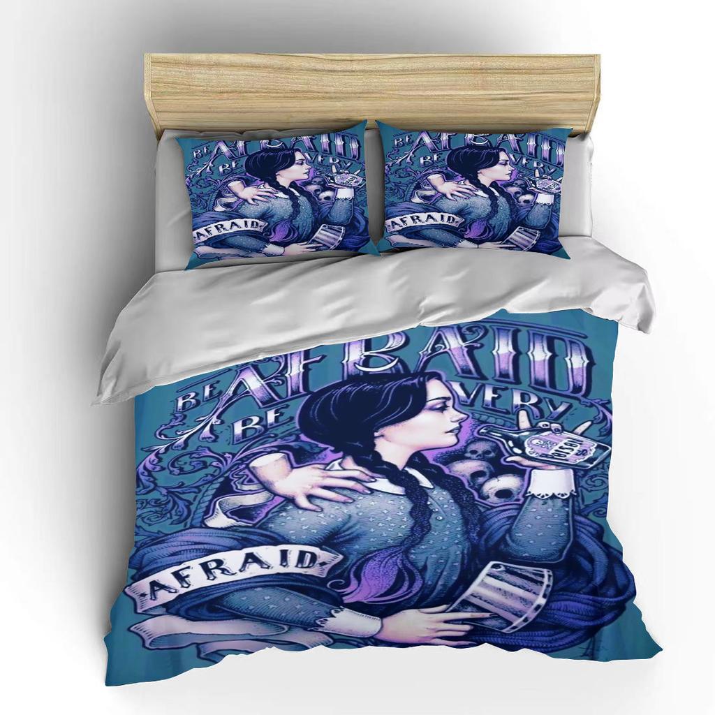 10 Größen Gruseliges Wedne-sday Muster Bettwäsche 3-teiliges Set King Size Doppelbett Bettwäscheset Mikrofaser oder Polyester Bettbezugset