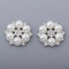 10 Pcs Alloy Rhinestone Flower Buttons Crystal Artificial Pearl Flatback