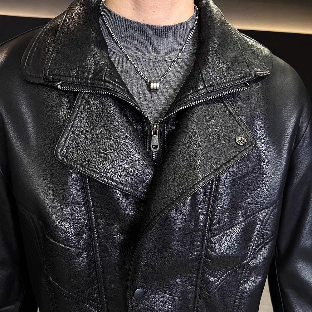 Men's High-End Faux Leather Two-Piece Jacket: 2025 Spring/Autumn/Winter Style - Cool, Handsome & Thickened.