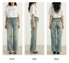 Teddy Denim Straight Vintage Distressed Medium Pants 568 2XL Light Women's Wide-Leg Pants, Fit, Finish, Hem, Weight, Spring/Autumn/Winter, (Size (30),