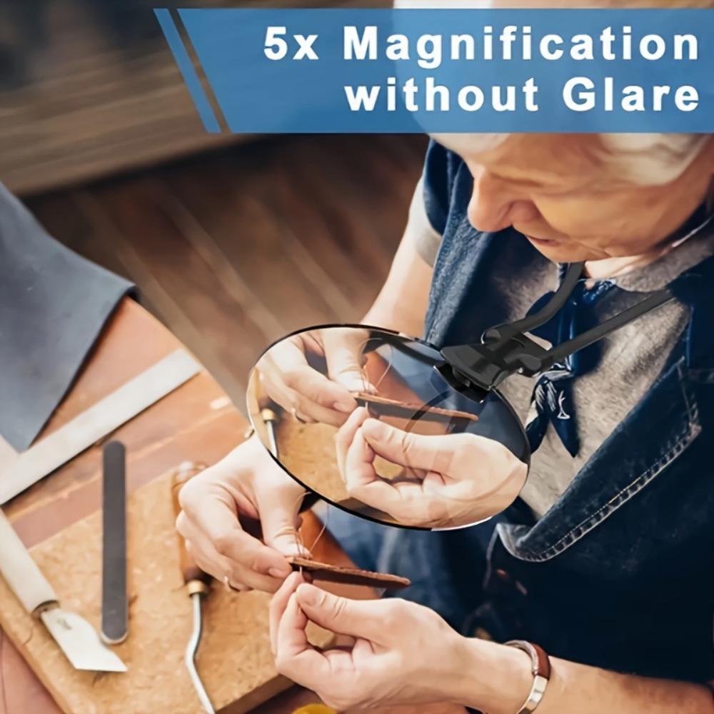 5X Hands-Free Magnifying Glass, Large Magnifer with Flexible Gooseneck for Neck Wear, Magnifying Glass with 5.12" Lens for Reading, Close Work,