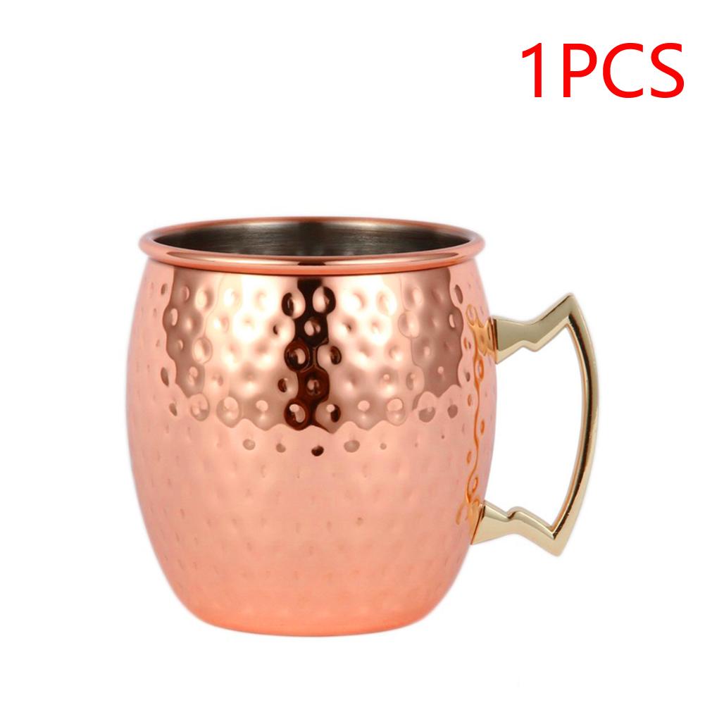 

Mug Drum-Type Beer Cup Coffee Water Glass Drinkware Champagne Stainless Steel Copper Plated Goblet Anti-fall Glass Cocktail 500ml