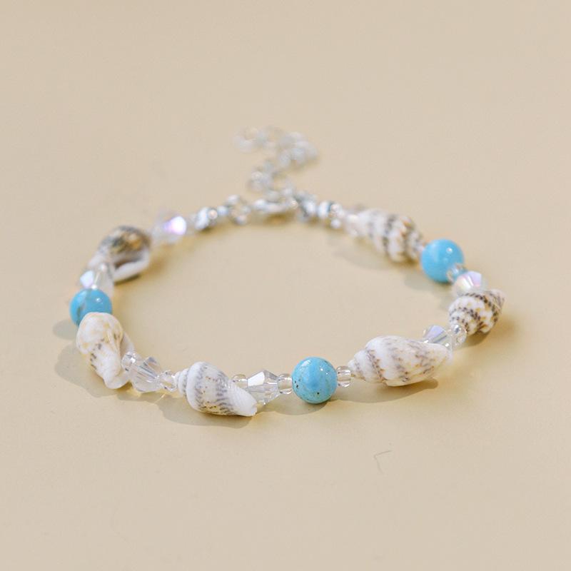 Handmade Seashell & Crushed Stone Bracelet with Lobster Clasp - Perfect Summer Travel Souvenir