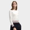 Fila Heritage Soft Skin-Friendly Casual Fashion Simple Versatile Long Sleeve Knit Top Women Tops Cloud-Mushroom-White F11W548408FWT