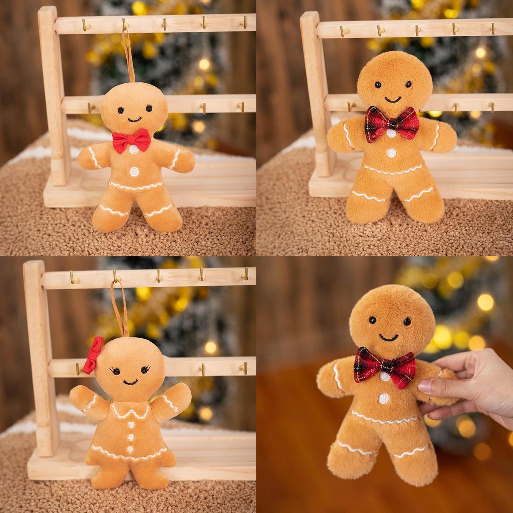 Entzückender Lebkuchenmann Plüsch Schlüsselanhänger Weichspielzeug Für Weihnachtsgeschenk Und Dekoration