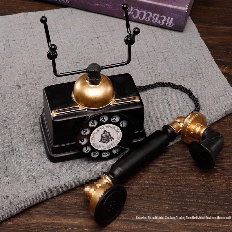 European Retro Telephone Ornament for Living Room, Wine Cabinet, TV Cabinet, or Office Display.