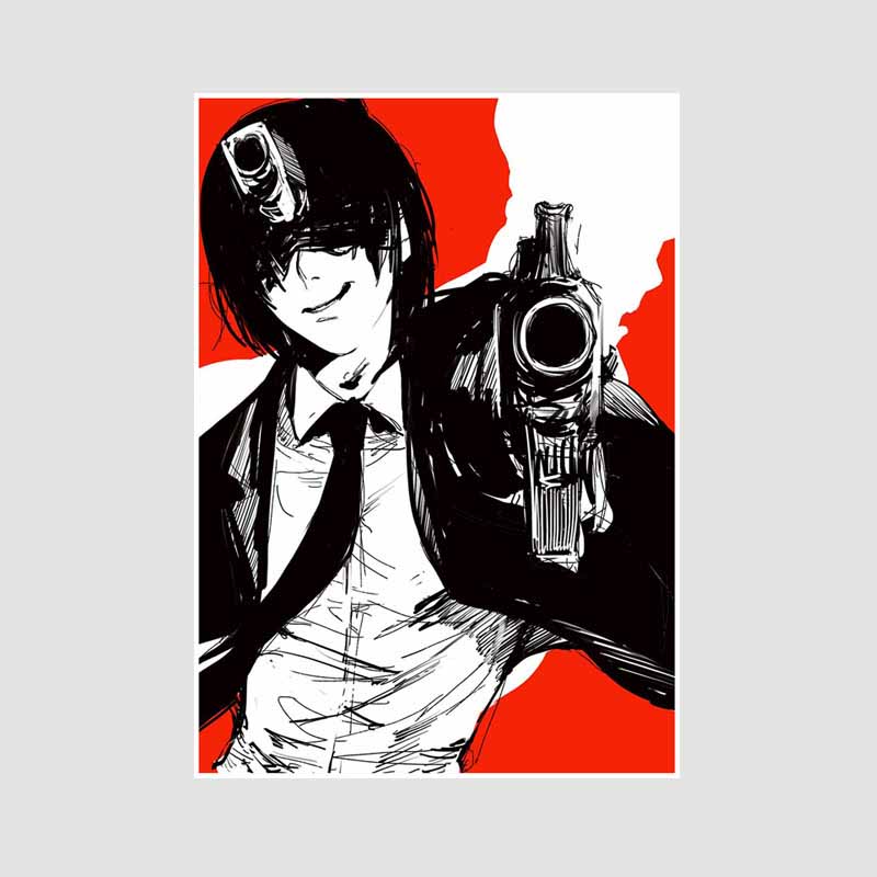 

Японське аніме Chainsaw Man Poster Естетичні ретро білі паперові постери Настінні принти Домашній декор Вітальня Бар Оформлення Художній живопис Подарунки 42x30cm