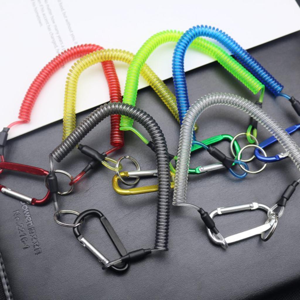 Fishing Tackle Coiled Tether Spring Fishing Lanyard 35cm Retractable Safety Lanyard with Metal Clip for Plier Heavy Duty
