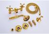 Gold-Plated Retro European Shower Set: Dual Handle Bathtub Faucet with Hot and Cold Mixer