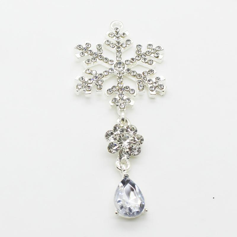 LKERAN Snowflake Pendant Button 3Pcs Alloy Craft Rhinestone Hanging Party/Christmas Decoration Crystal Accessories