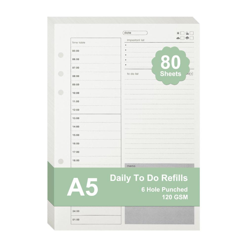 6 Hole Loose Leaf Refills Pages A5 Agenda Pages Portable Inserts Pages  Financial Ledger Budget