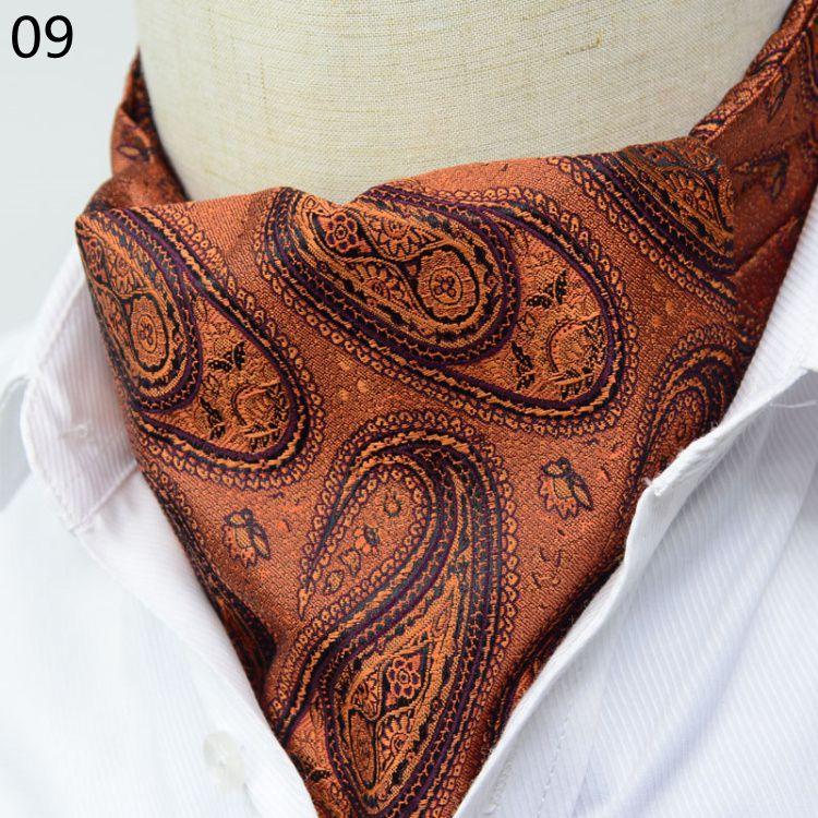 Luxury Men's Ascot Ties Vintage Paisley Cravat Self Tied British style Gentleman Polyester Silk Neck Tie Wedding FormaParty