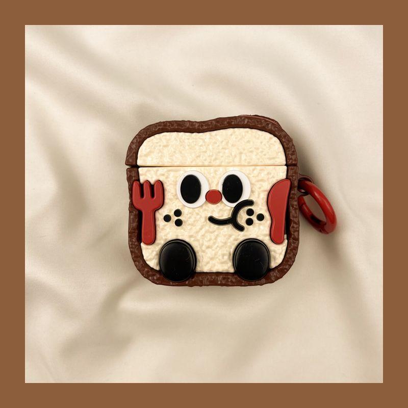 

Pro Earphone Case Second Generation Wireless Bluetooth Third Generation 1 Box Applicable to Aipods2 Generation Silicone 5 Fourth Generation Warehouse Airpods pro [Chocolate Toast Expression] Send Hook