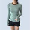 Contrast Color Slim Fit Slimming Long Sleeve Six Fleece Knit Women's Spring Autumn and Winter New Design Sense Inner Wear Bottoming Shirt