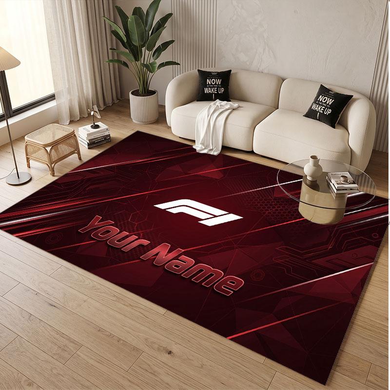 Custom Rug F1 Pattern Print Name Text Soft Non‑Slip Floor Carpet for Home Indoor Decoration