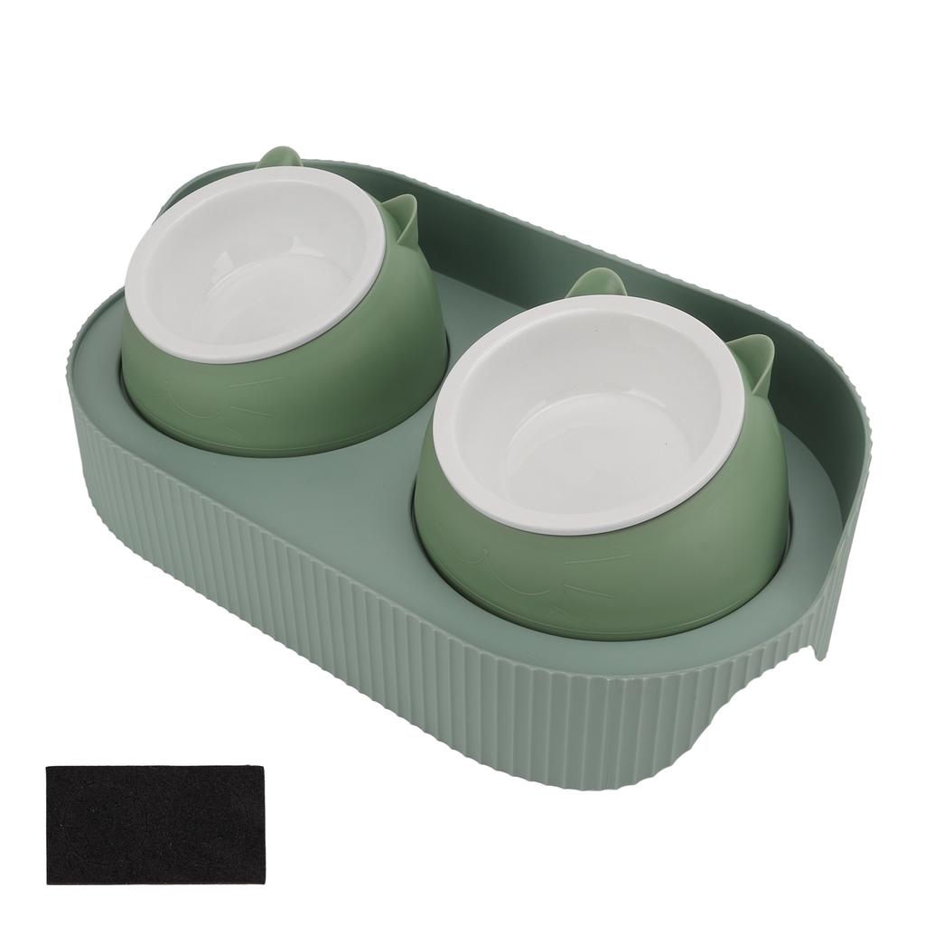 Ceramic Pet Bowl Set Food Grade Anti Splash Double Food Water Bowls for Cats Dogs Kittens and