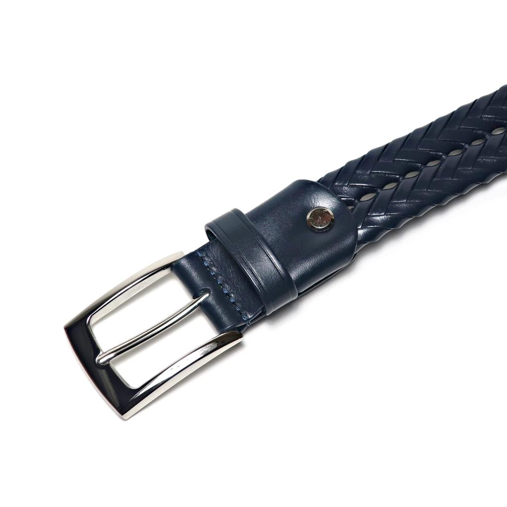 [KIETH] Men's Belt, Mesh Leather, Genuine Leather, Navy, Adjustable Size, Guaranteed Quality KE21194-29