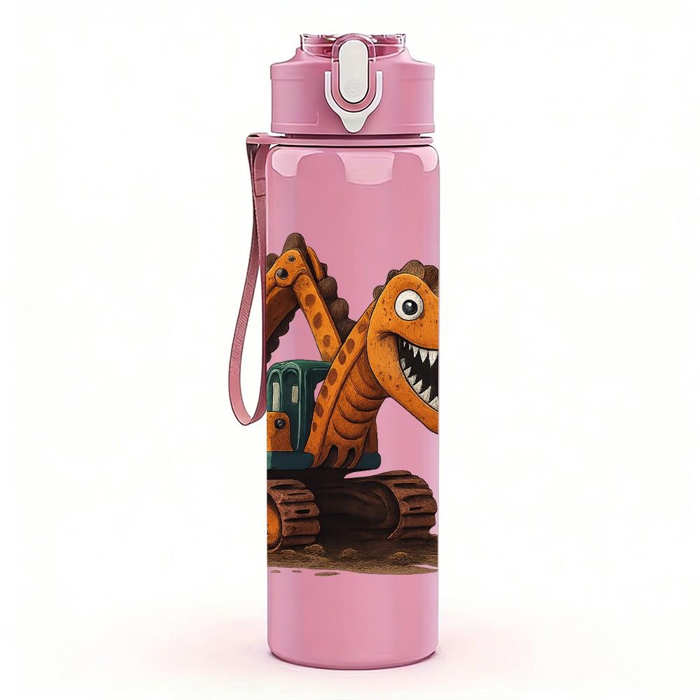 1PC Dinosaur Excavator Toy 750ml Color Plastic Sports Water Bottle Leakproof Flip Straw Lid Suitable for Sports Office Home Use