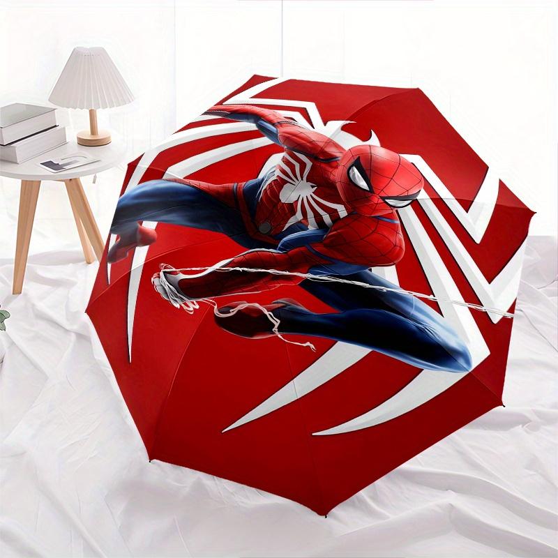 Spider Man Automatic Opening and Closing Umbrella 8 Ribs Windproof Portable Folding Umbrella with Plastic Handle, Suitable for Casual and