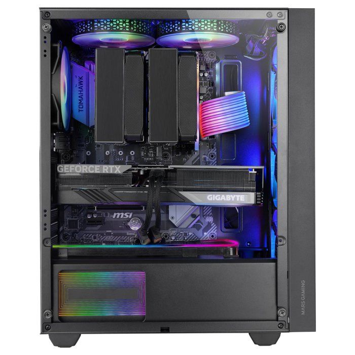 Boîtier Gaming ATX - Mars Gaming - MC-AIR - 4 Ventilateurs FRGB 120mm - Panneau Mesh - Verre Trempé Noir