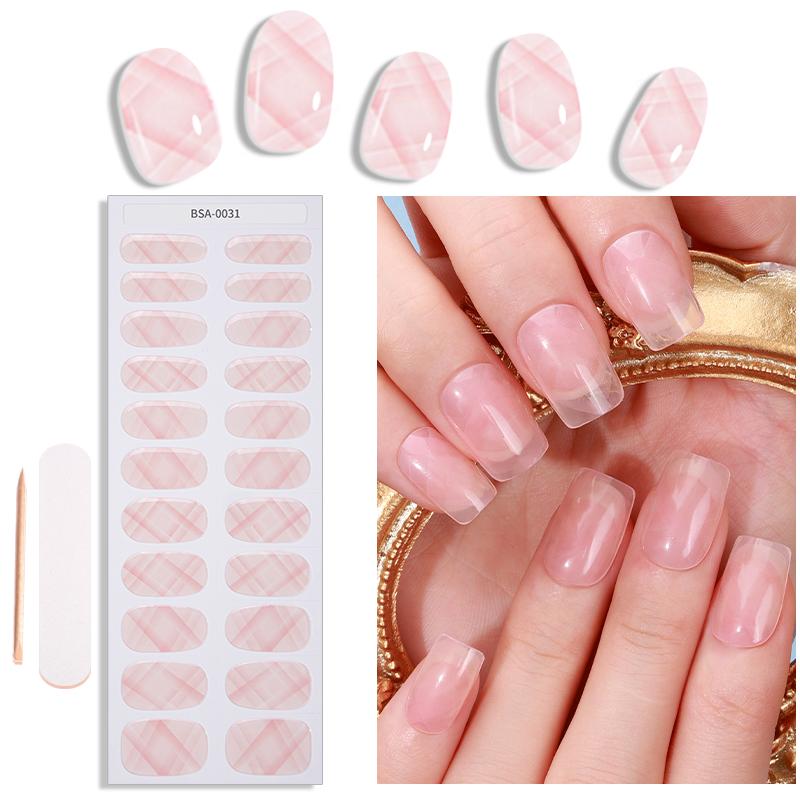 Hot Selling High Quality Low Price Glitter UV Free Gel Nail Stickers Long Lasting Nail Stickers Uv Free Gel Nail Stickers