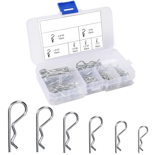R-Pin Cotter Pin Set, 100-Piece Set, Includes Snap Pins, Cotter Pins, Clip Pins, Beta Pins, and Body Clips for Automotive, Truck, Motorcycle, Machiner
