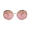 Swarovski Fresh And Elegant Series Minimalist Half Frame Alloy Round Sunglasses Women sunglasses SK0280-H-33U