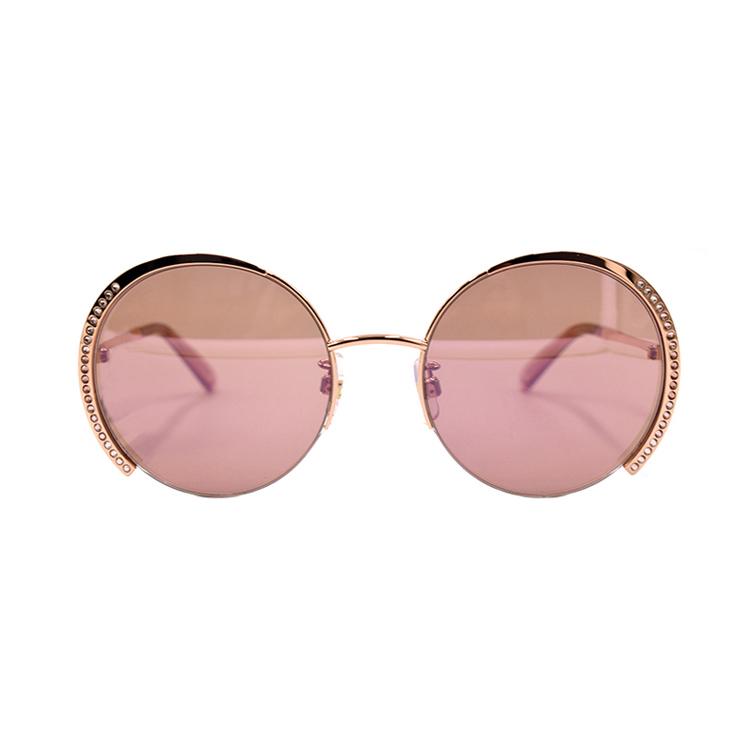 Swarovski Fresh And Elegant Series Minimalist Half Frame Alloy Round Sunglasses Women sunglasses SK0280-H-33U