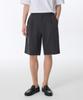 Crepe One-Pleat Wide Banding Shorts [Dark Gray]