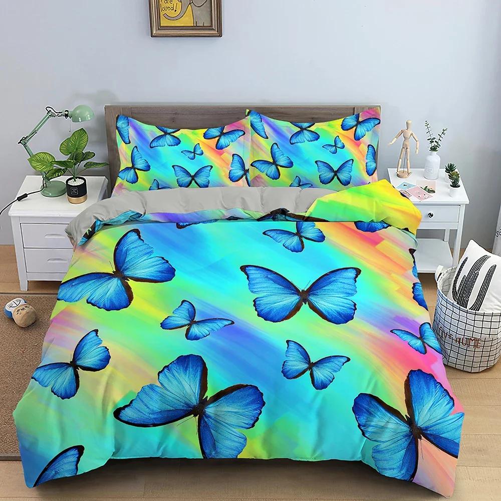 3D Printed Bedding Set Butterfly Comfortable Duvet Quilt Cover Pillowcase Bedding Set Children Bedroom Decoration Home Textile