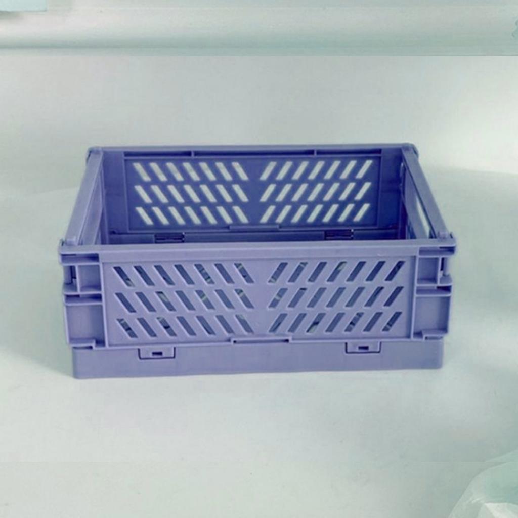 Pastel Plastic Folding Baskets Cute Colorful Organizing Crates for Desktop Drawer Shelf Storage Boxes