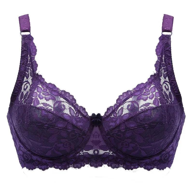 Ultratenká podprsenka bez vycpávky, tenké spodní prádlo, stahující, pro velká prsa, zmenšující, dámská krajková podprsenka bez kostic, sexy, roztomilá, lehká a prodyšná