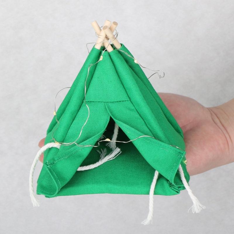 LED Strip Mini Tent Model  2 Scale Dollhouse Camping Scene Decoration Realistic Nighttime Display