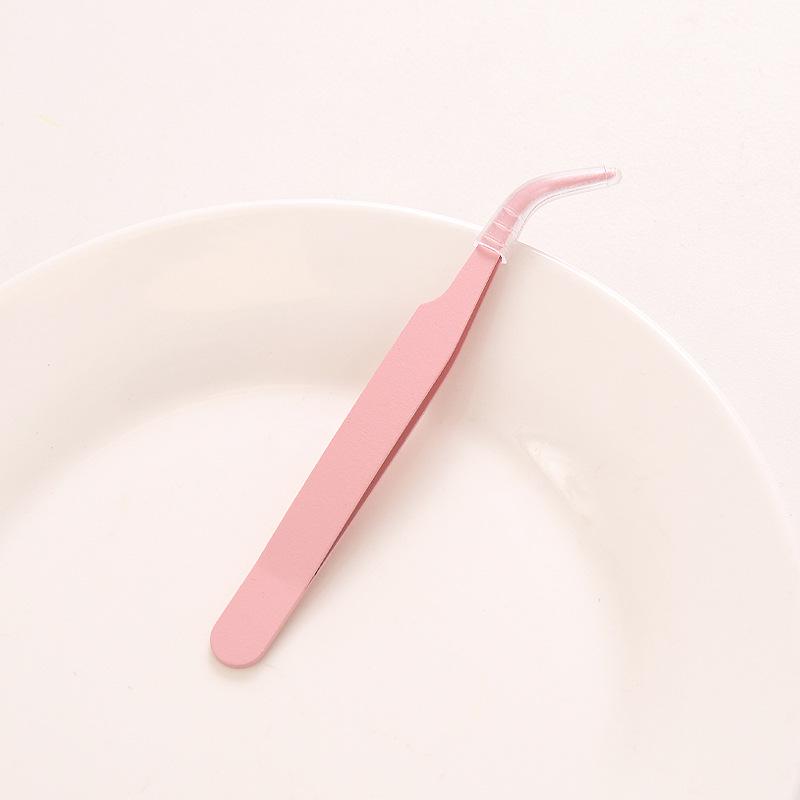 DIY Colorful Macaron Pink Eyelash Tweezers: Pointed Stainless Steel for Handmade Journaling