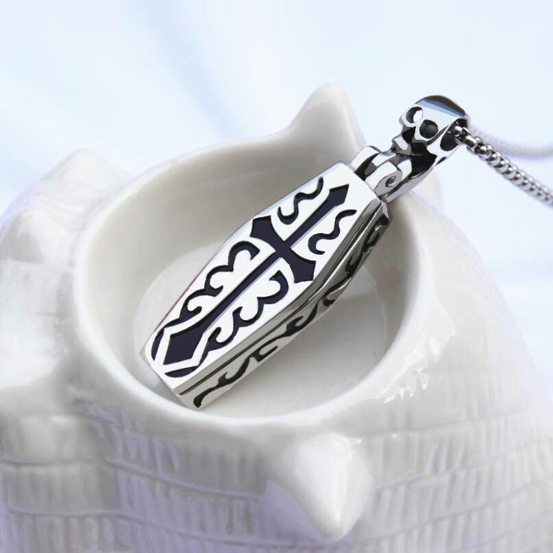 Death God Titanium Steel Necklace Male Dominance Coffin Pendant Men's Cross Pendant with Jewelry Long Chain