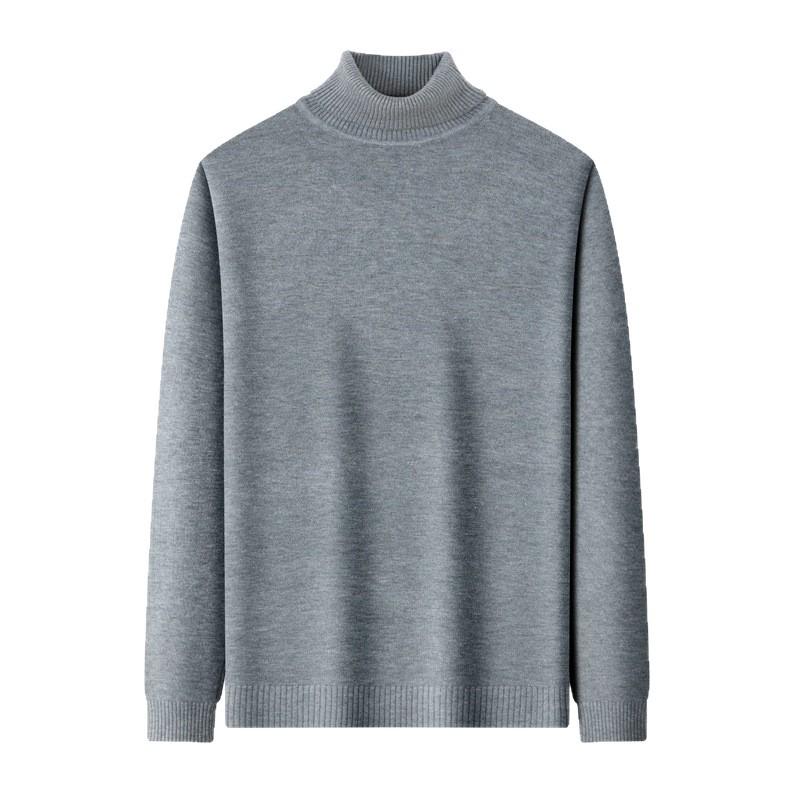 Suéter Masculino de Cashmere Liso com Gola Alta - Camada Base Malha Fashion com Manga Longa