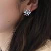Elegant Plant Female White Zircon Charm Silver Color Sunflower Stud Earrings For Women Vintage Wedding Jewelry