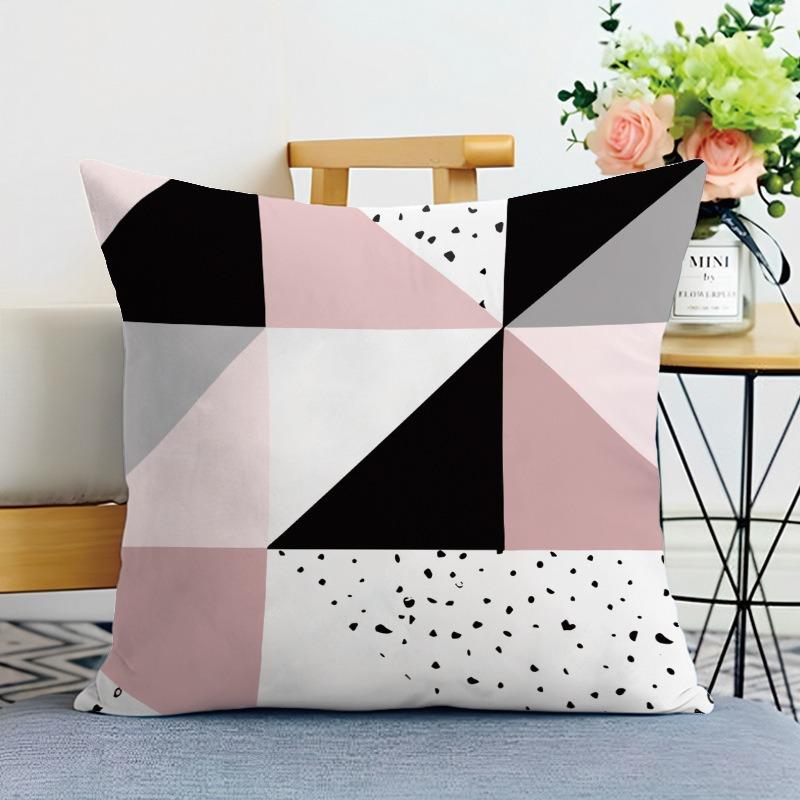 Pink Girly Print Decorative Pillowcase Bedroom Living Room Square Cushion Pillowcase