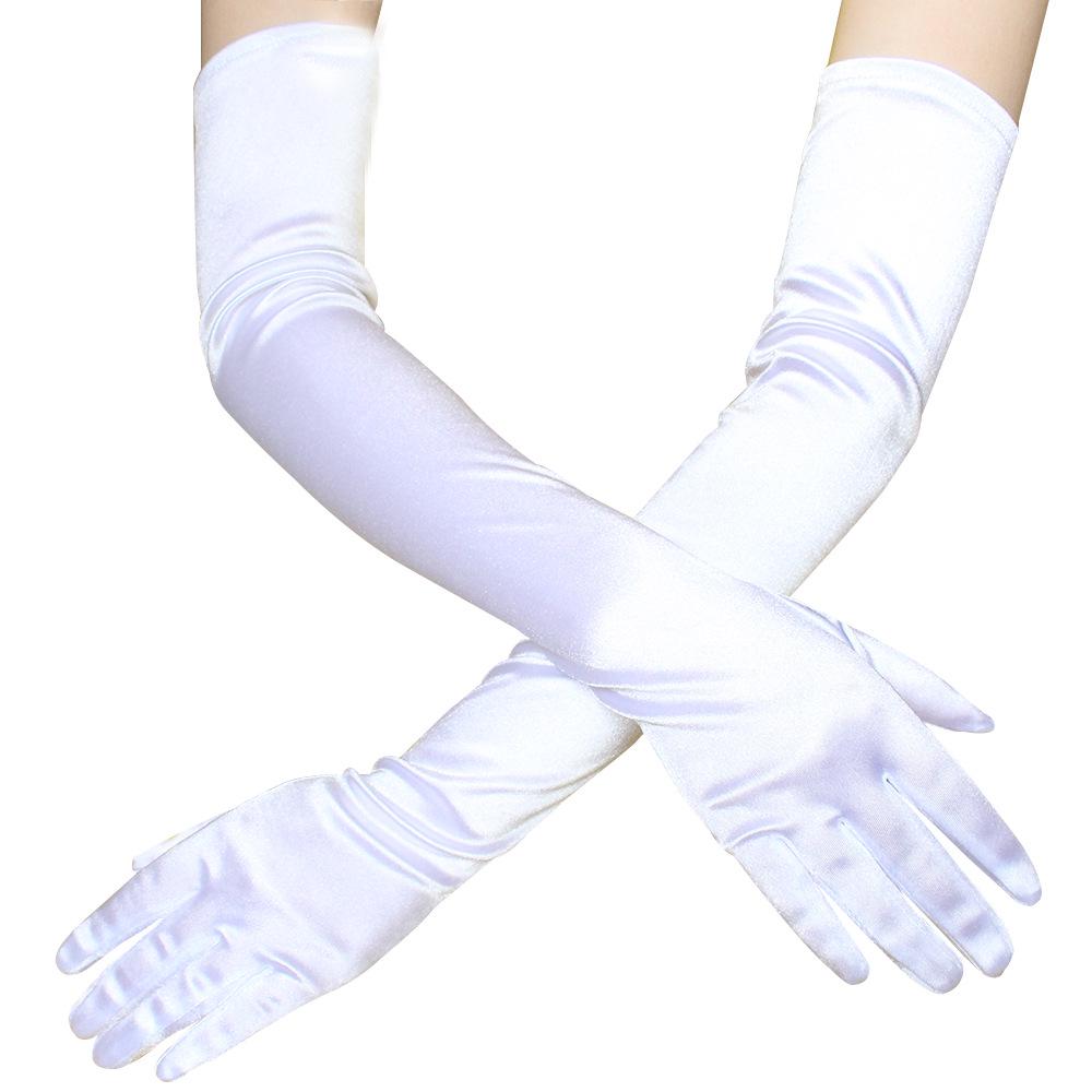 Long Satin Evening & Wedding Gloves for Performance, Prom, Dance, and Costume Accessories