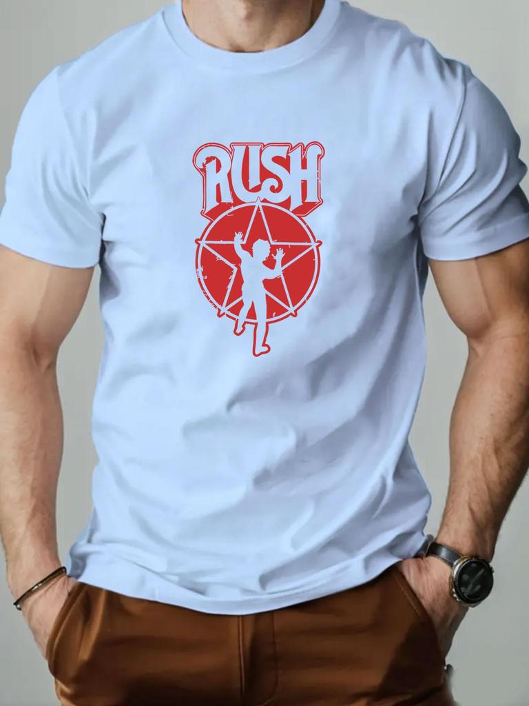 Pánské bavlněné tričko RUSH léto kulatý výstřih krátký rukáv grafické prodyšné módní ležérní tričko