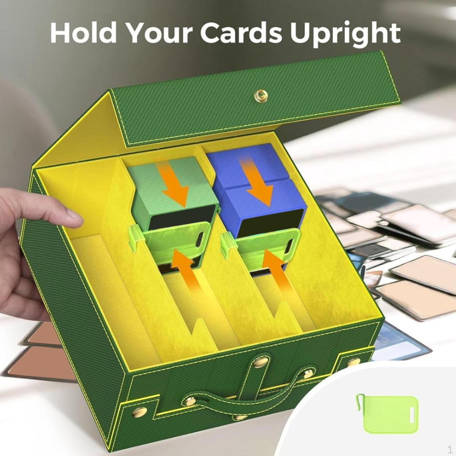 

Card Storage Box Gathering Deck Organizer Holder for Baseball Cards green yellow